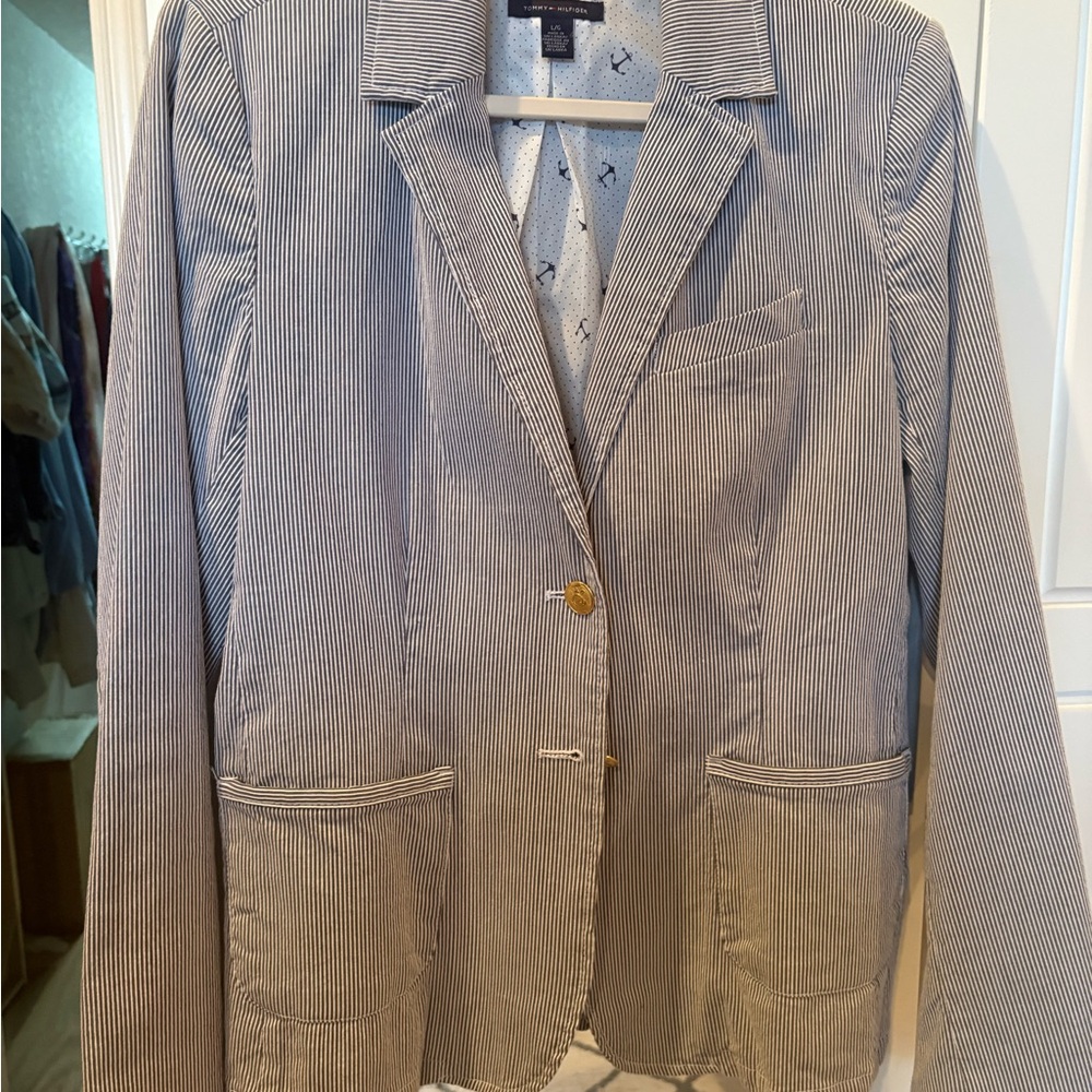 Tommy Hilfiger Black and White Pinstripe Blazer